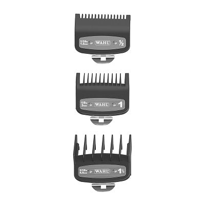 High quality metal backed clipper comb set for wahl clippers which includes 1/2, 1, 1.5 